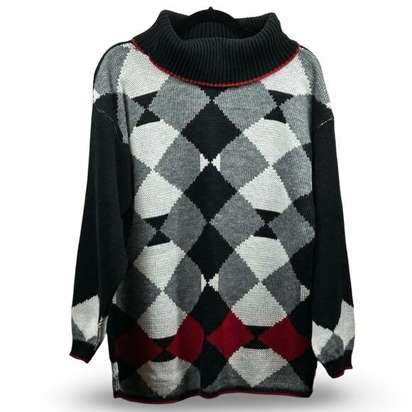 JJ Browne Vintage Turtleneck Knit Sweater Women's Size Large Classic Pattern USA - Picture 1 of 4